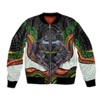Penrith Panthers Sleeve Zip Bomber Jacket The Scream of Lightning Eyes - Indigenous Dot Ripping Effect