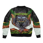 Penrith Panthers Sleeve Zip Bomber Jacket The Scream of Lightning Eyes - Indigenous Dot Ripping Effect