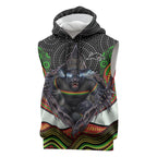 Penrith Panthers Sleeveless Hoodie The Scream of Lightning Eyes - Indigenous Dot Ripping Effect