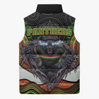Penrith Panthers Sleeveless Puffer Jacket The Scream of Lightning Eyes - Indigenous Dot Ripping Effect