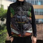 Penrith Panthers Sleeveless Puffer Jacket The Scream of Lightning Eyes - Indigenous Dot Ripping Effect