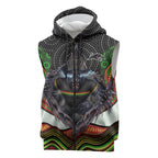 Penrith Panthers Sleeveless Zip Hoodie The Scream of Lightning Eyes - Indigenous Dot Ripping Effect