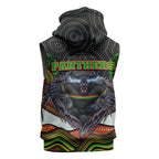 Penrith Panthers Sleeveless Zip Hoodie The Scream of Lightning Eyes - Indigenous Dot Ripping Effect
