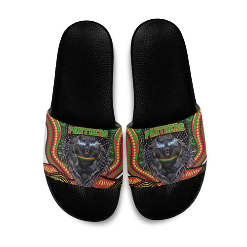 Penrith Panthers Slide Sandals The Scream of Lightning Eyes - Indigenous Dot Ripping Effect