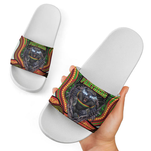 Penrith Panthers Slide Sandals The Scream of Lightning Eyes - Indigenous Dot Ripping Effect