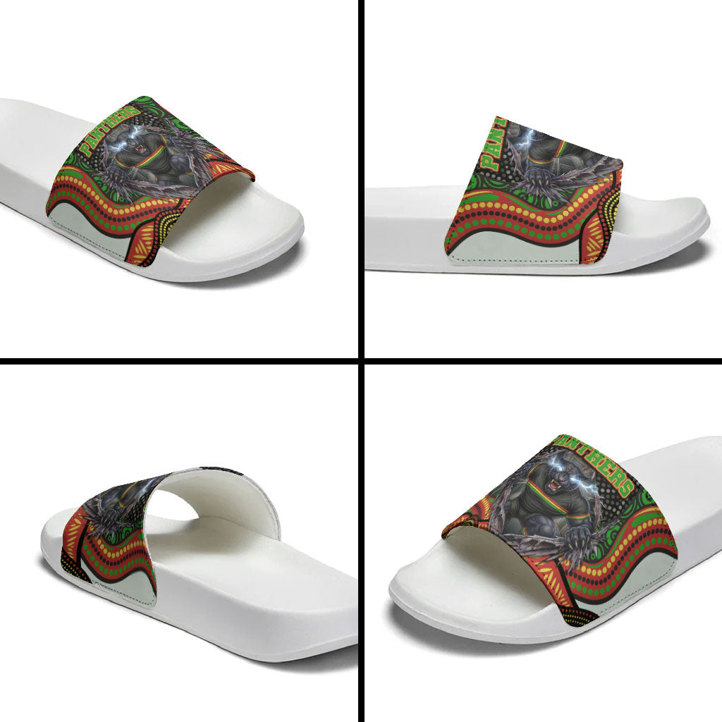 Penrith Panthers Slide Sandals The Scream of Lightning Eyes - Indigenous Dot Ripping Effect