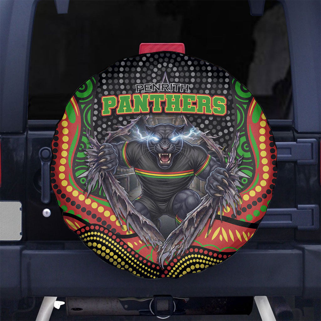 Penrith Panthers Spare Tire Cover The Scream of Lightning Eyes - Indigenous Dot Ripping Effect