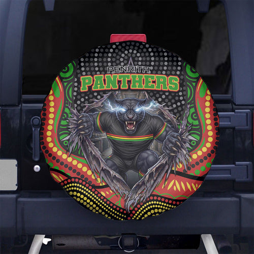 Penrith Panthers Spare Tire Cover The Scream of Lightning Eyes - Indigenous Dot Ripping Effect