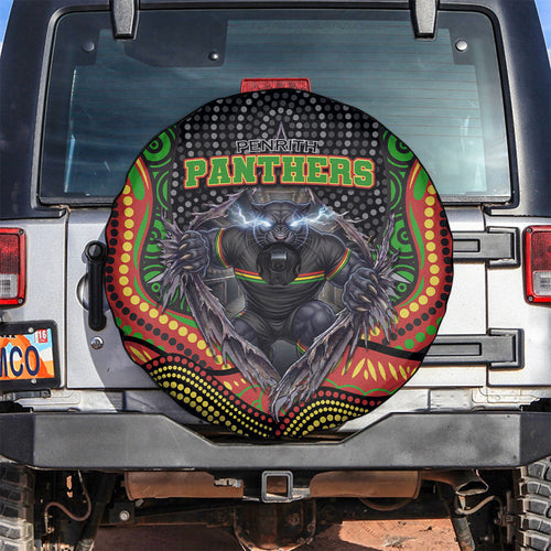 Penrith Panthers Spare Tire Cover The Scream of Lightning Eyes - Indigenous Dot Ripping Effect