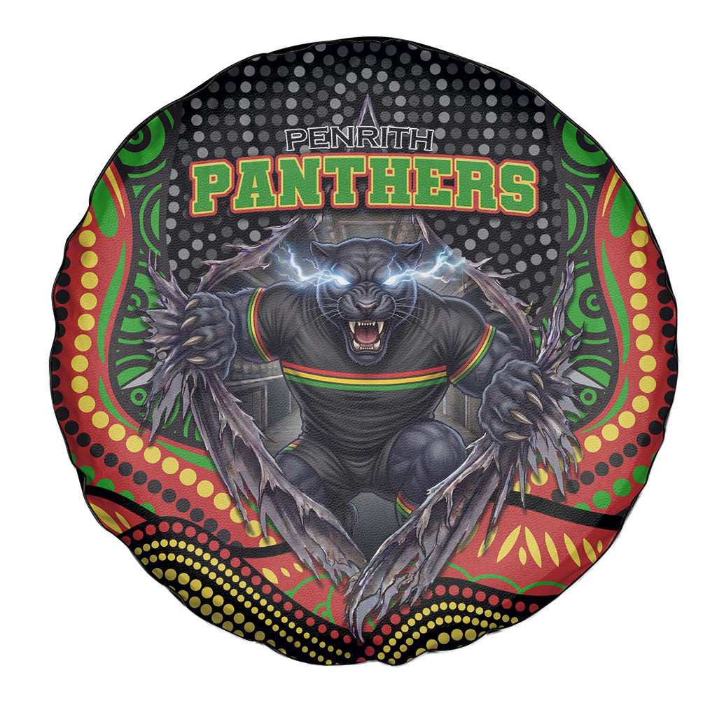 Penrith Panthers Spare Tire Cover The Scream of Lightning Eyes - Indigenous Dot Ripping Effect