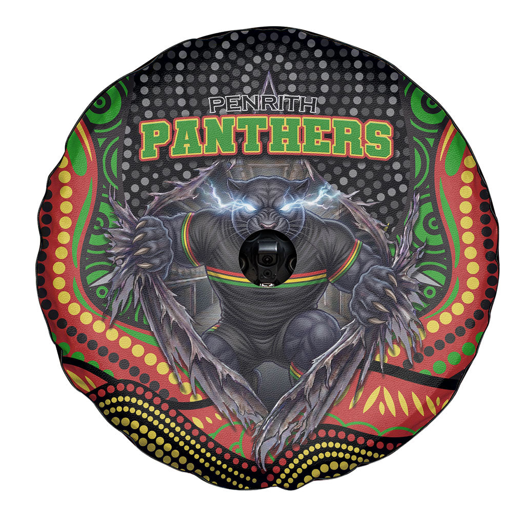 Penrith Panthers Spare Tire Cover The Scream of Lightning Eyes - Indigenous Dot Ripping Effect