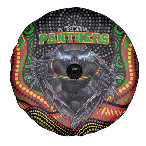 Penrith Panthers Spare Tire Cover The Scream of Lightning Eyes - Indigenous Dot Ripping Effect