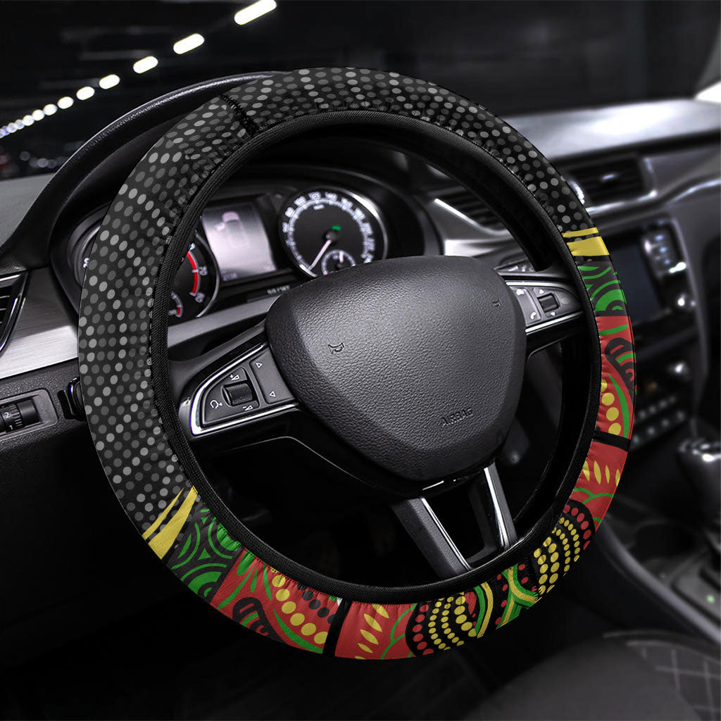 Penrith Panthers Steering Wheel Cover The Scream of Lightning Eyes - Indigenous Dot Ripping Effect