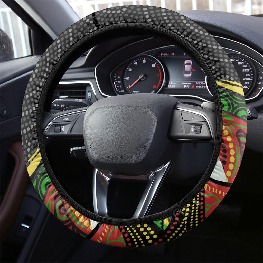 Penrith Panthers Steering Wheel Cover The Scream of Lightning Eyes - Indigenous Dot Ripping Effect