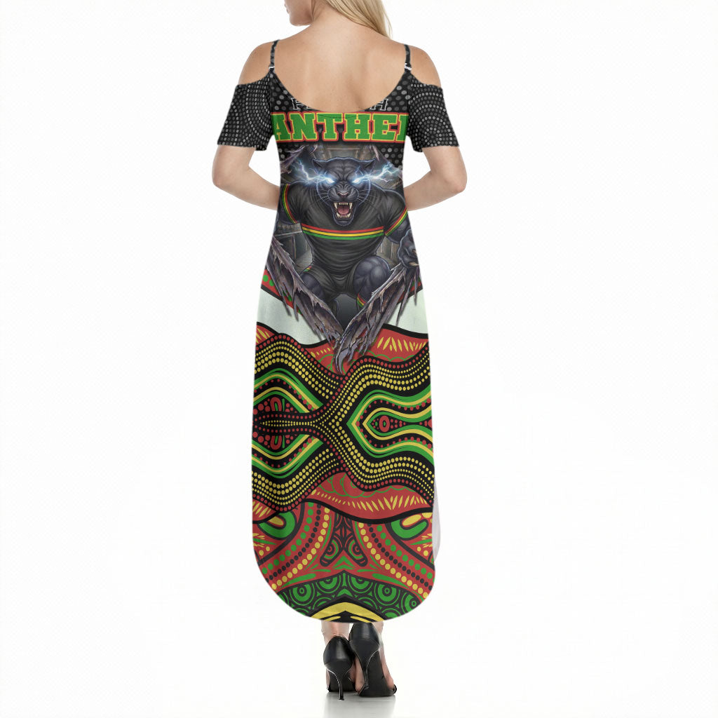 Penrith Panthers Summer Maxi Dress The Scream of Lightning Eyes - Indigenous Dot Ripping Effect