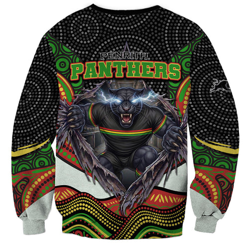 Penrith Panthers Sweatshirt The Scream of Lightning Eyes - Indigenous Dot Ripping Effect