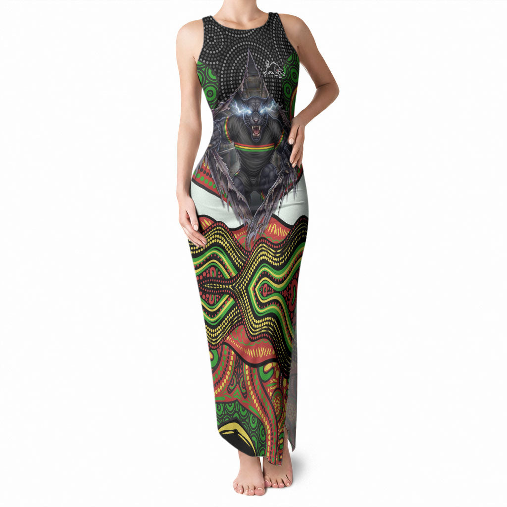 Penrith Panthers Tank Maxi Dress The Scream of Lightning Eyes - Indigenous Dot Ripping Effect