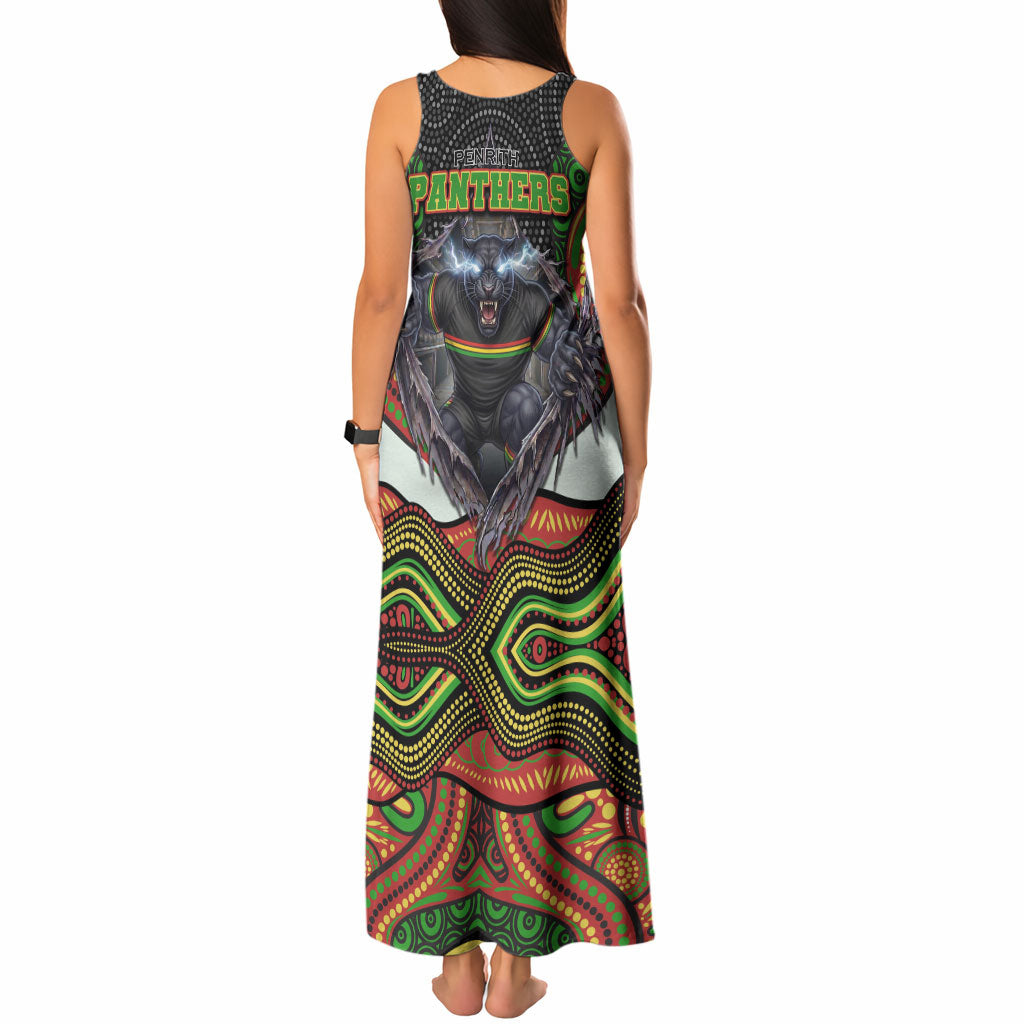 Penrith Panthers Tank Maxi Dress The Scream of Lightning Eyes - Indigenous Dot Ripping Effect