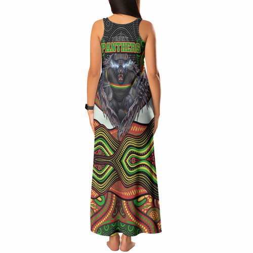 Penrith Panthers Tank Maxi Dress The Scream of Lightning Eyes - Indigenous Dot Ripping Effect