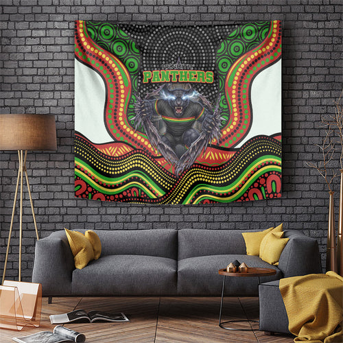Penrith Panthers Tapestry The Scream of Lightning Eyes - Indigenous Dot Ripping Effect