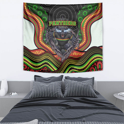 Penrith Panthers Tapestry The Scream of Lightning Eyes - Indigenous Dot Ripping Effect