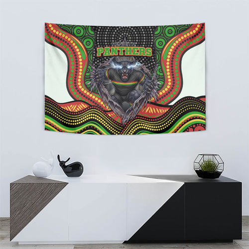 Penrith Panthers Tapestry The Scream of Lightning Eyes - Indigenous Dot Ripping Effect