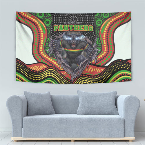 Penrith Panthers Tapestry The Scream of Lightning Eyes - Indigenous Dot Ripping Effect