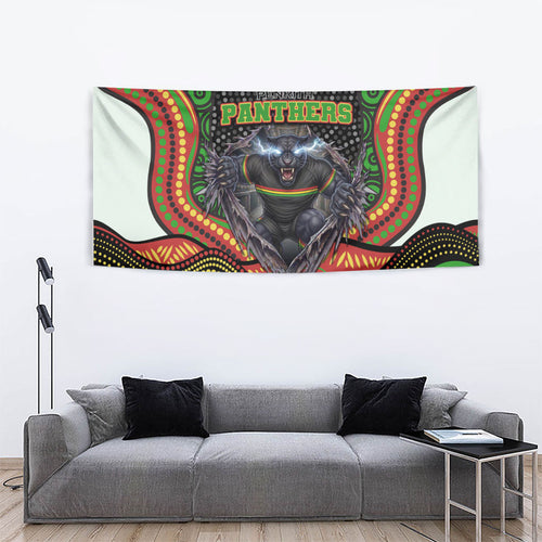 Penrith Panthers Tapestry The Scream of Lightning Eyes - Indigenous Dot Ripping Effect
