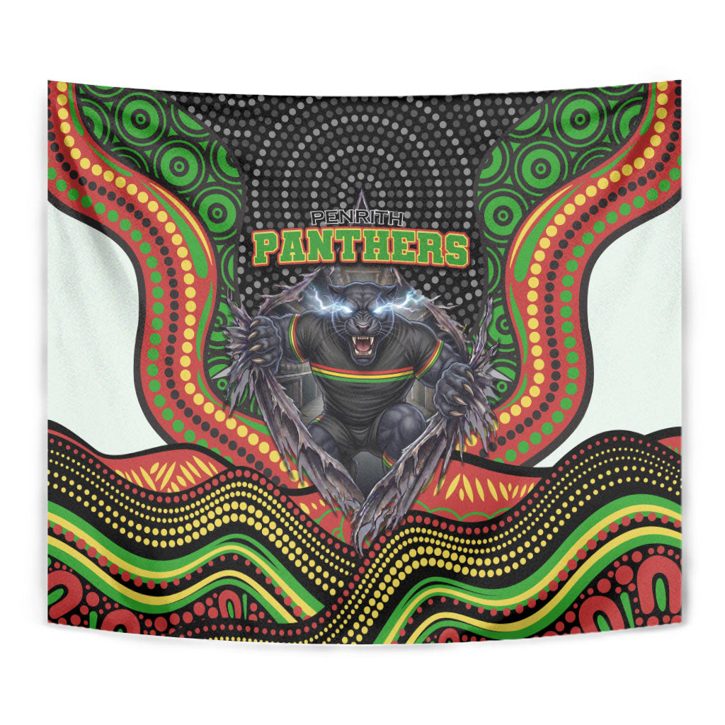 Penrith Panthers Tapestry The Scream of Lightning Eyes - Indigenous Dot Ripping Effect