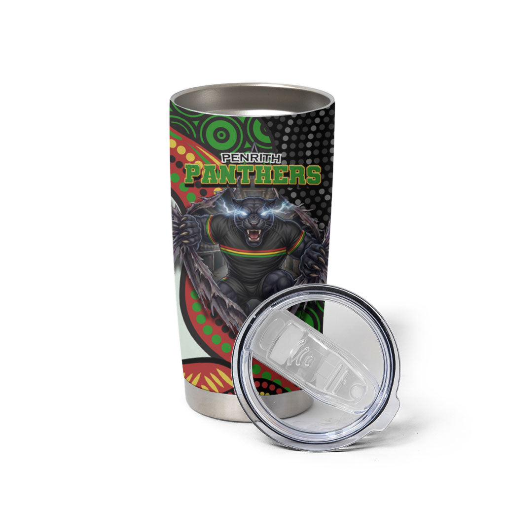 Penrith Panthers Tumbler Cup The Scream of Lightning Eyes - Indigenous Dot Ripping Effect