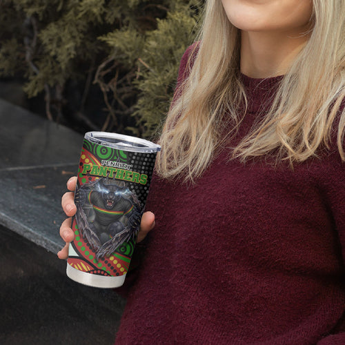 Penrith Panthers Tumbler Cup The Scream of Lightning Eyes - Indigenous Dot Ripping Effect