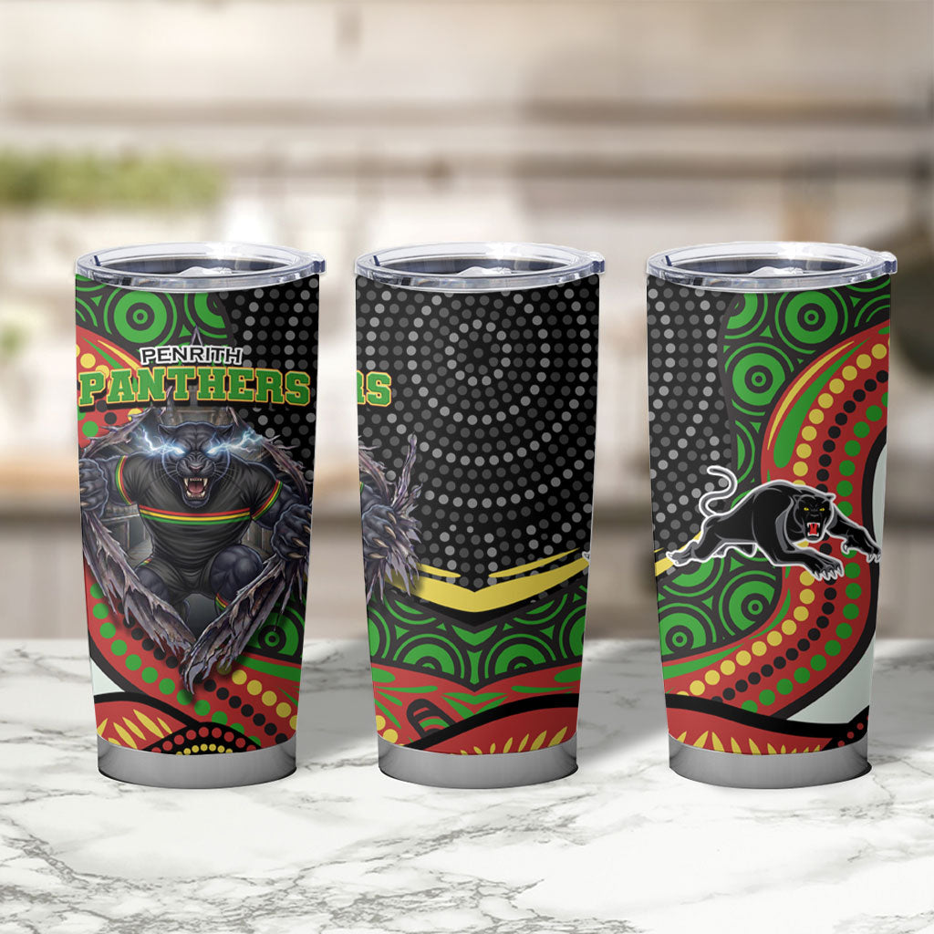 Penrith Panthers Tumbler Cup The Scream of Lightning Eyes - Indigenous Dot Ripping Effect