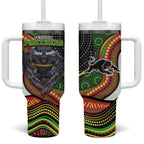 Penrith Panthers Tumbler With Handle The Scream of Lightning Eyes - Indigenous Dot Ripping Effect
