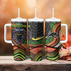 Penrith Panthers Tumbler With Handle The Scream of Lightning Eyes - Indigenous Dot Ripping Effect