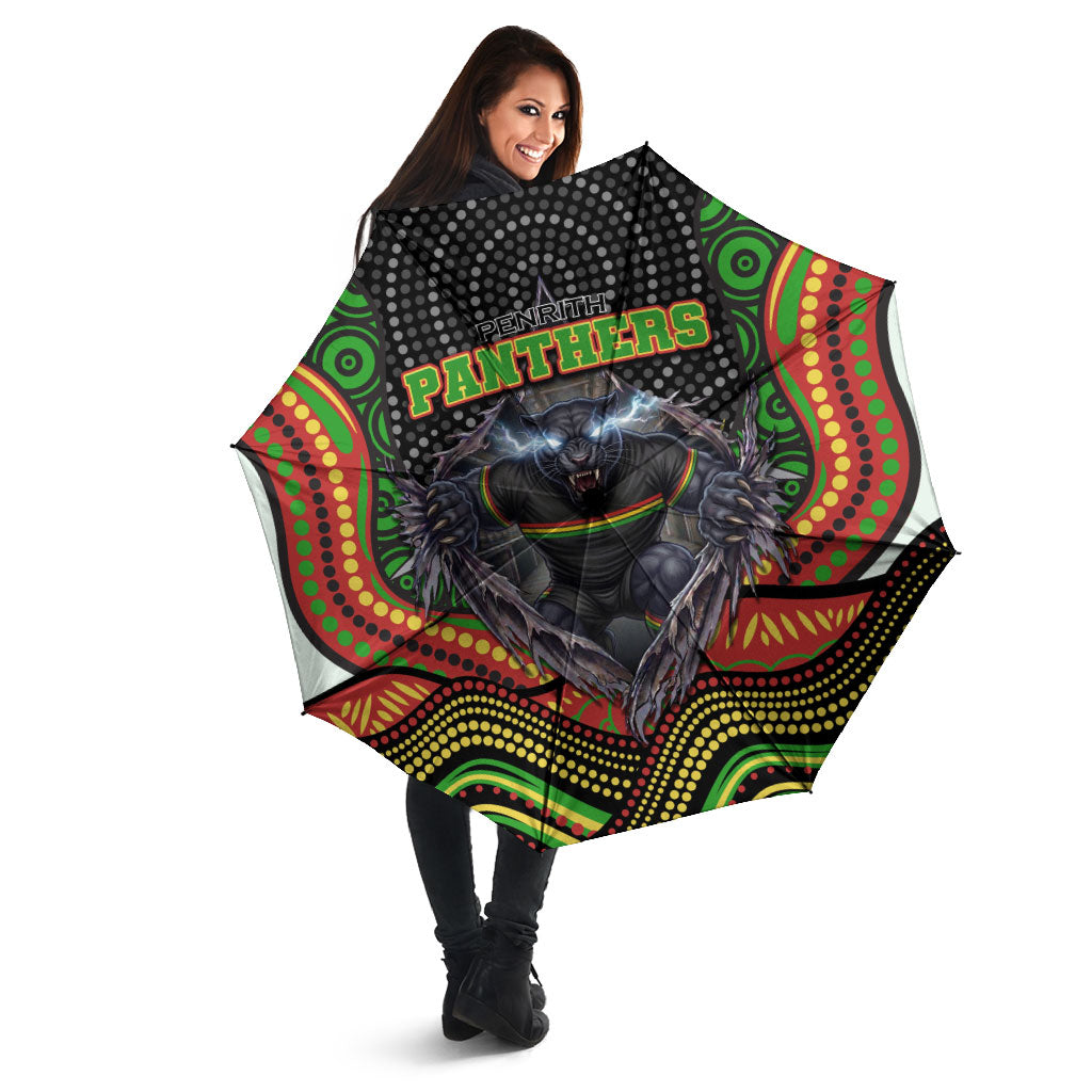 Penrith Panthers Umbrella The Scream of Lightning Eyes - Indigenous Dot Ripping Effect