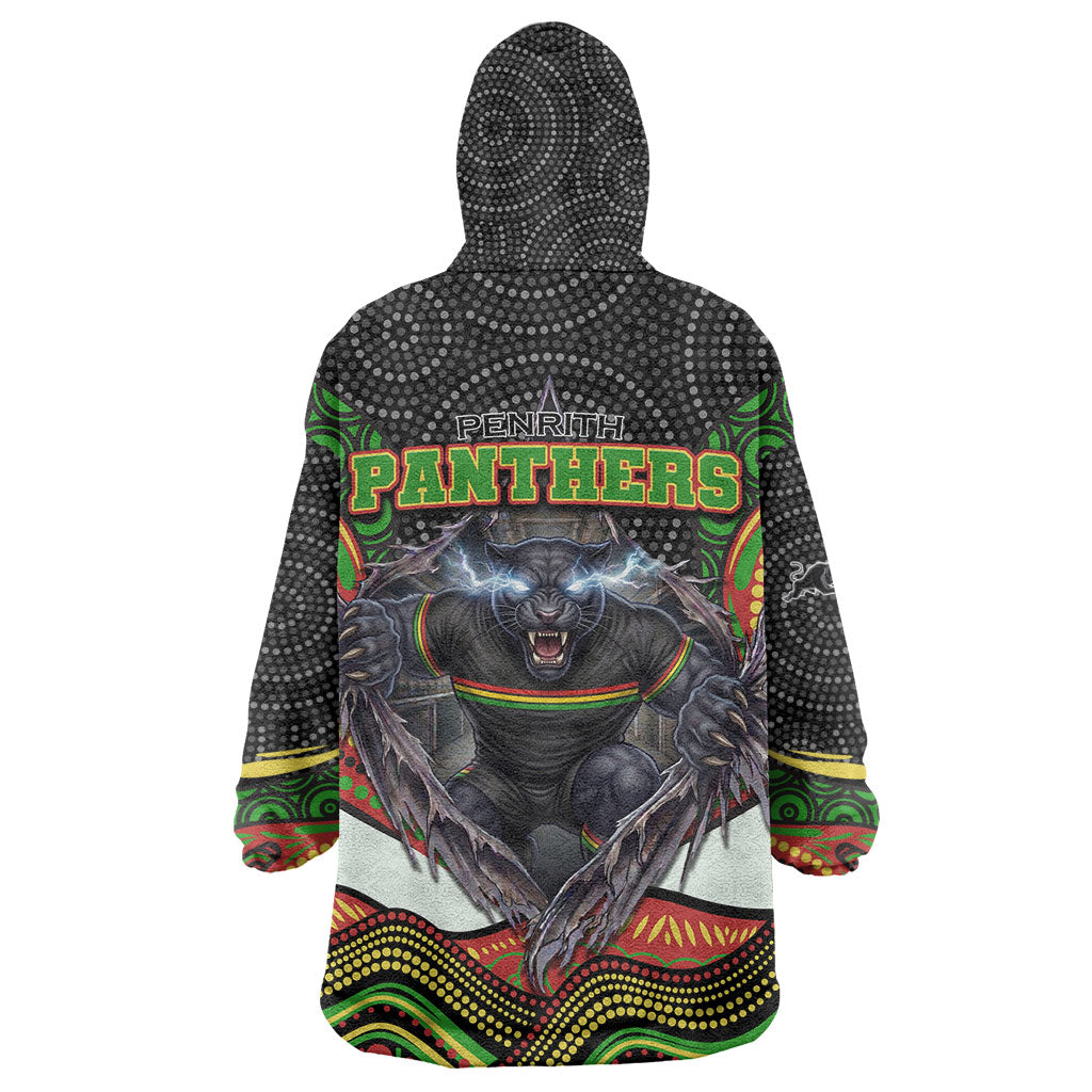 Penrith Panthers Wearable Blanket Hoodie The Scream of Lightning Eyes - Indigenous Dot Ripping Effect
