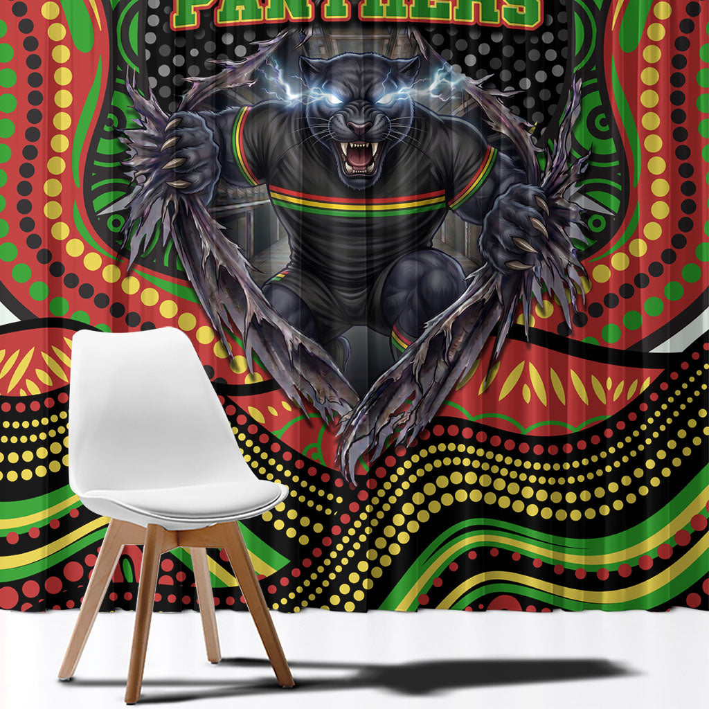 Penrith Panthers Window Curtain The Scream of Lightning Eyes - Indigenous Dot Ripping Effect