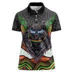 Penrith Panthers Women Polo Shirt The Scream of Lightning Eyes - Indigenous Dot Ripping Effect