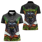 Penrith Panthers Women Polo Shirt The Scream of Lightning Eyes - Indigenous Dot Ripping Effect