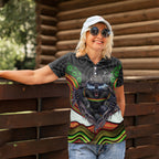 Penrith Panthers Women Polo Shirt The Scream of Lightning Eyes - Indigenous Dot Ripping Effect