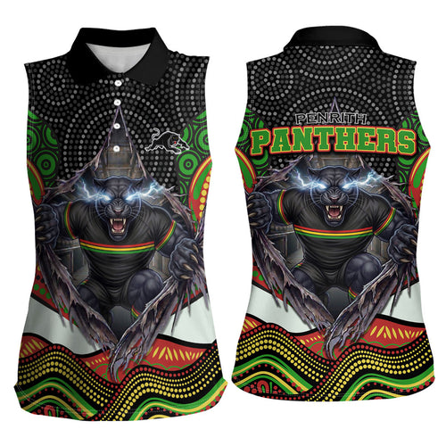Penrith Panthers Women Sleeveless Polo Shirt The Scream of Lightning Eyes - Indigenous Dot Ripping Effect