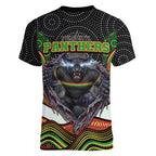 Penrith Panthers Women V-Neck T-Shirt The Scream of Lightning Eyes - Indigenous Dot Ripping Effect