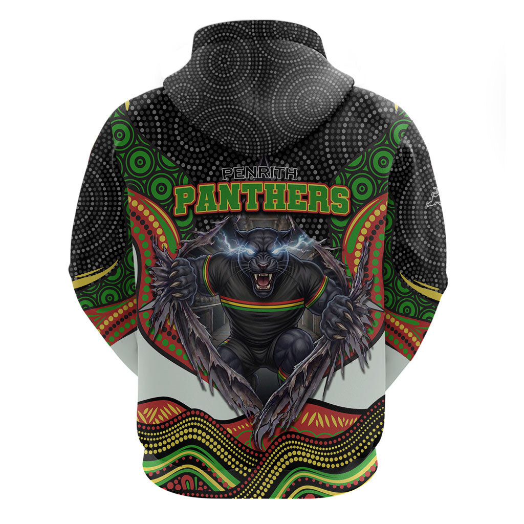 Penrith Panthers Zip Hoodie The Scream of Lightning Eyes - Indigenous Dot Ripping Effect