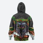 Penrith Panthers Zip Hoodie The Scream of Lightning Eyes - Indigenous Dot Ripping Effect
