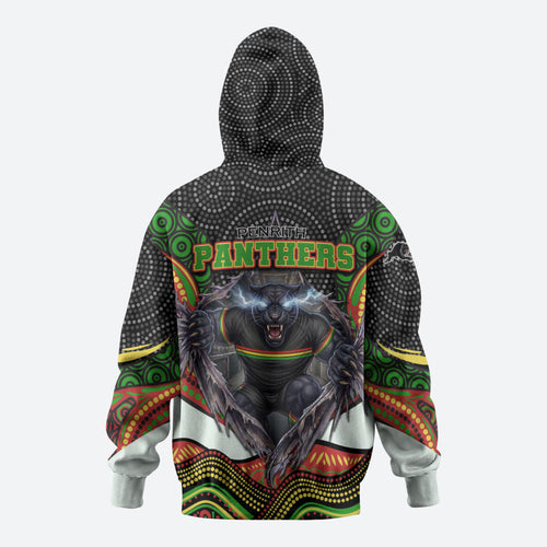 Penrith Panthers Zip Hoodie The Scream of Lightning Eyes - Indigenous Dot Ripping Effect