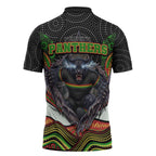 Penrith Panthers Zipper Polo Shirt The Scream of Lightning Eyes - Indigenous Dot Ripping Effect