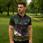 Penrith Panthers Zipper Polo Shirt The Scream of Lightning Eyes - Indigenous Dot Ripping Effect