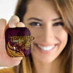 Personalised Brisbane Broncos AirPods Case Polynesian Tribal Art Style With Hammerhead Mascot