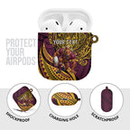 Personalised Brisbane Broncos AirPods Case Polynesian Tribal Art Style With Hammerhead Mascot