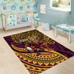 Personalised Brisbane Broncos Area Rug Polynesian Tribal Art Style With Hammerhead Mascot